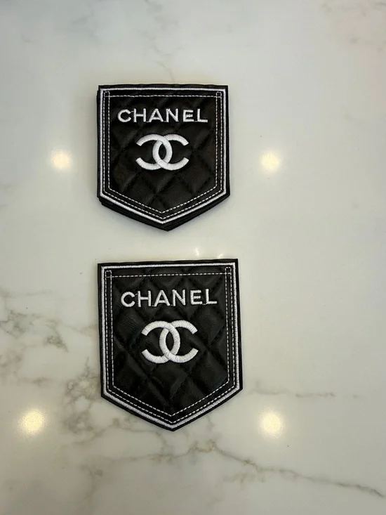 Black and White Quilted Leather Iron On Patch - Picture 1 of 1